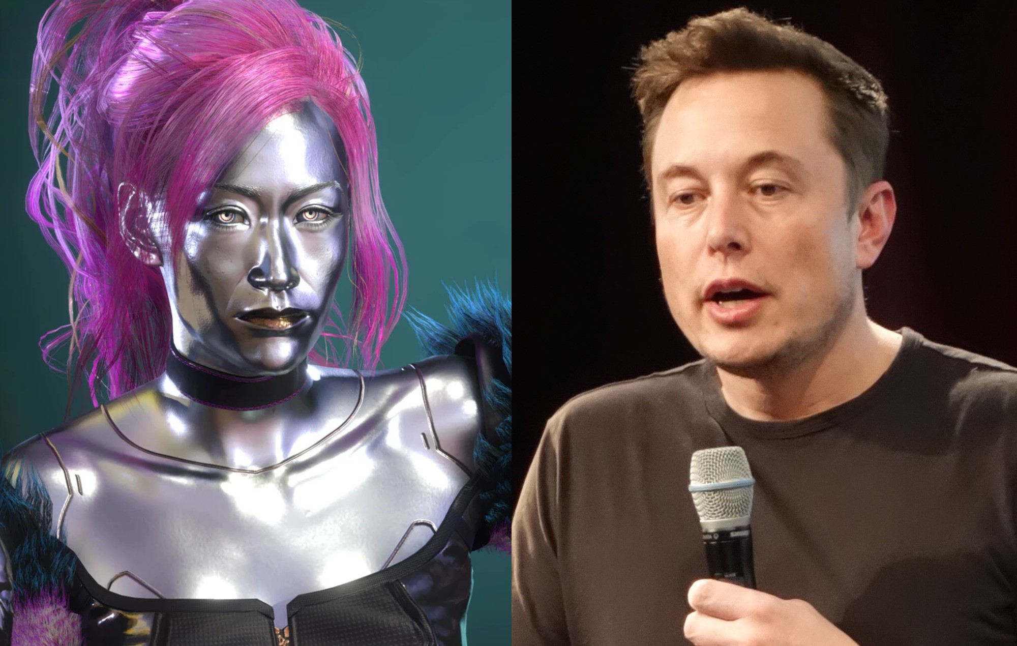 Elon Musk se coló en la sesión de grabación de 'Cyberpunk 2077' de Grimes con una pistola y exigió un cameo