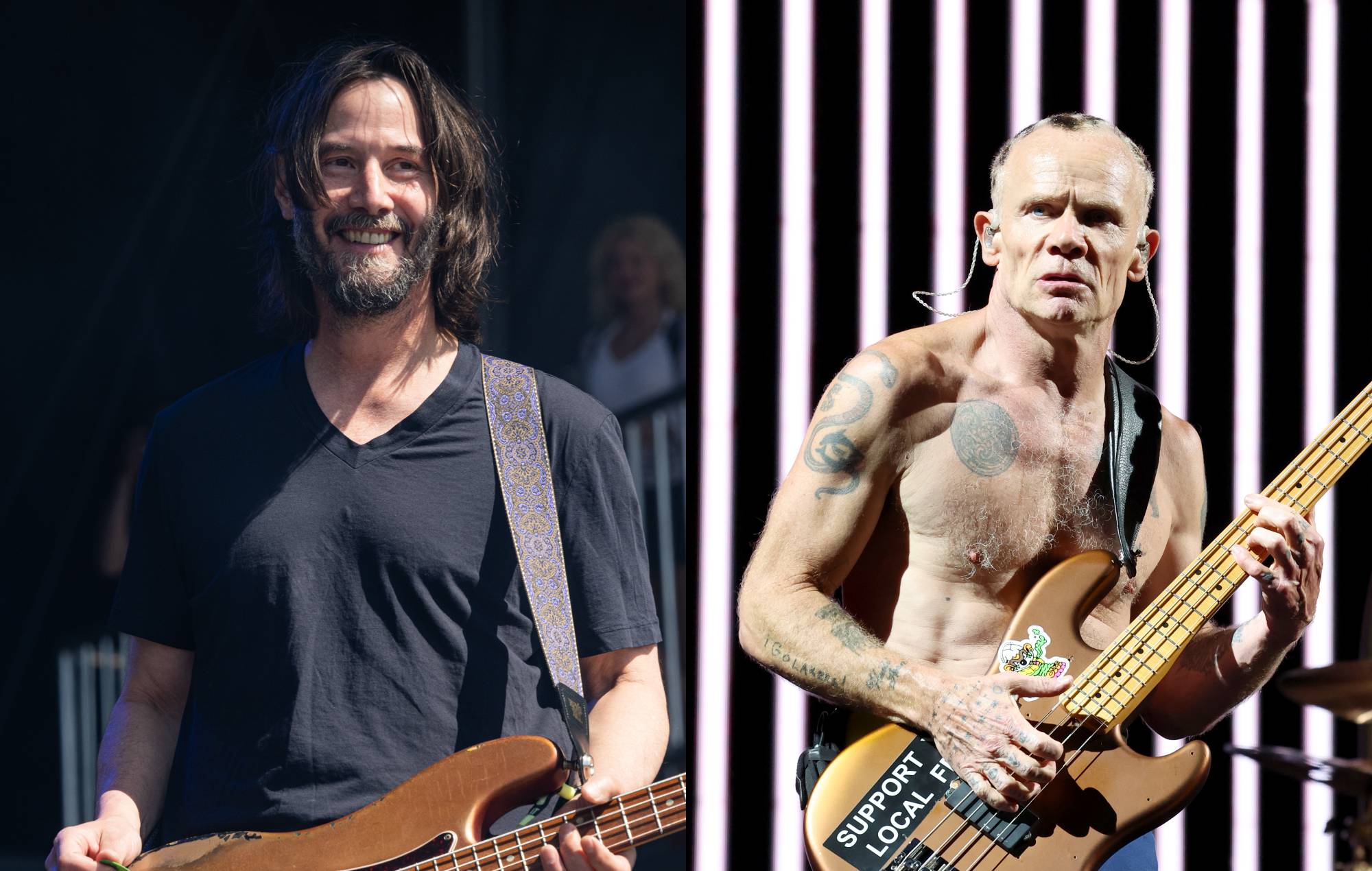 Keanu Reeves recibió una improvisada lección de bajo de Flea