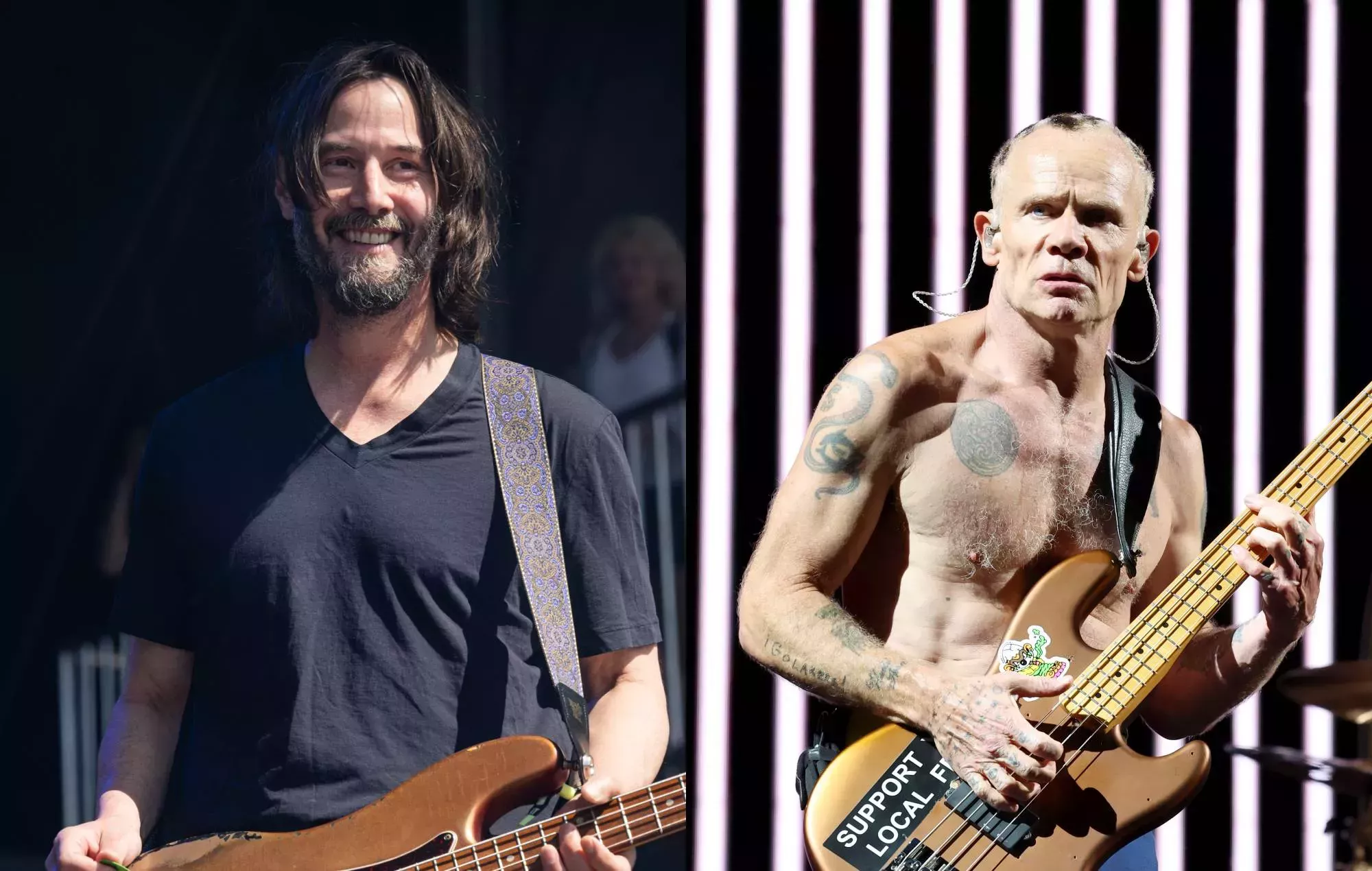 Keanu Reeves recibió una improvisada lección de bajo de Flea