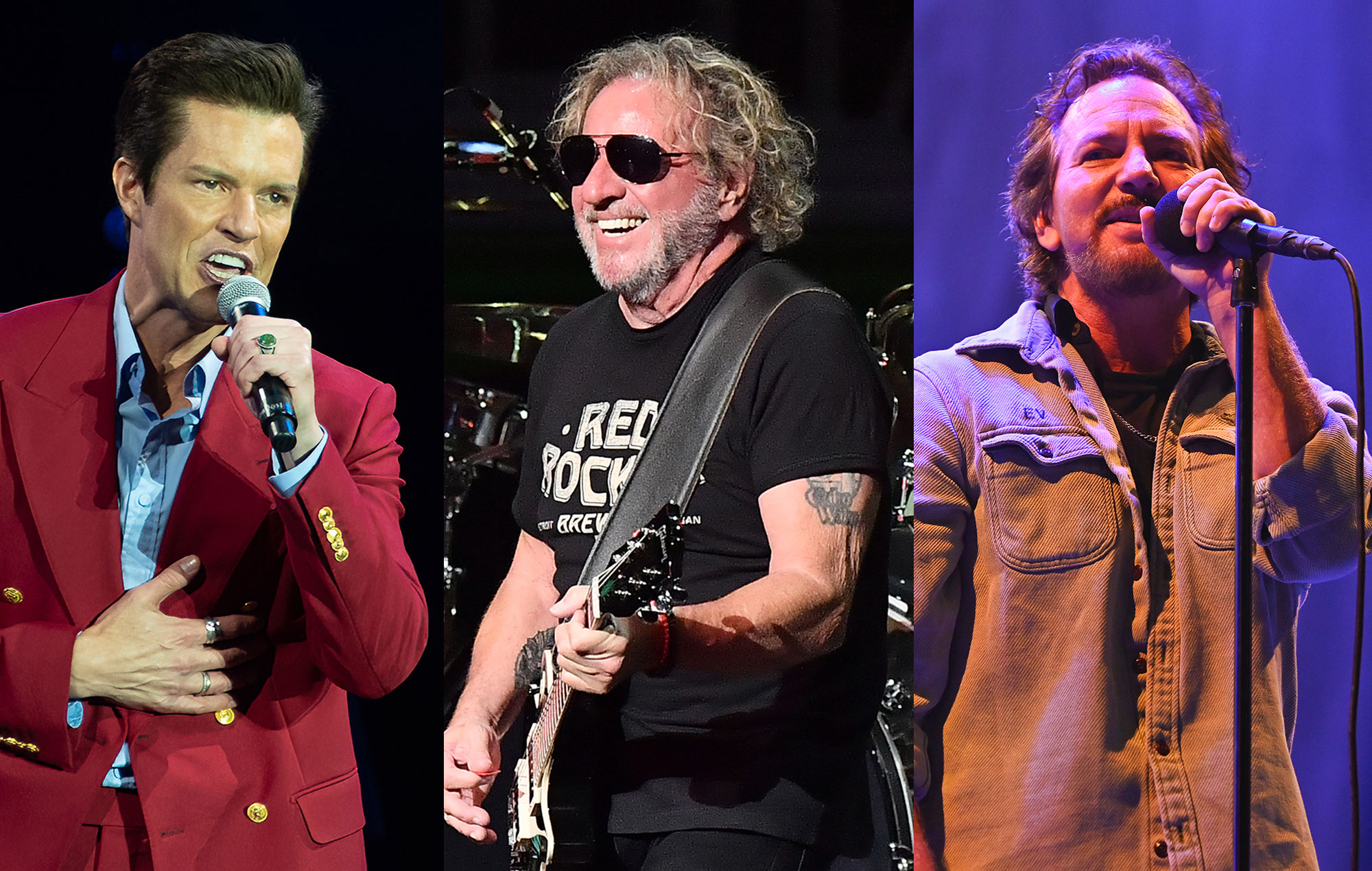 The Killers sube al escenario a Sammy Hagar y Eddie Vedder de Pearl Jam para cantar versiones en el Festival Ohana