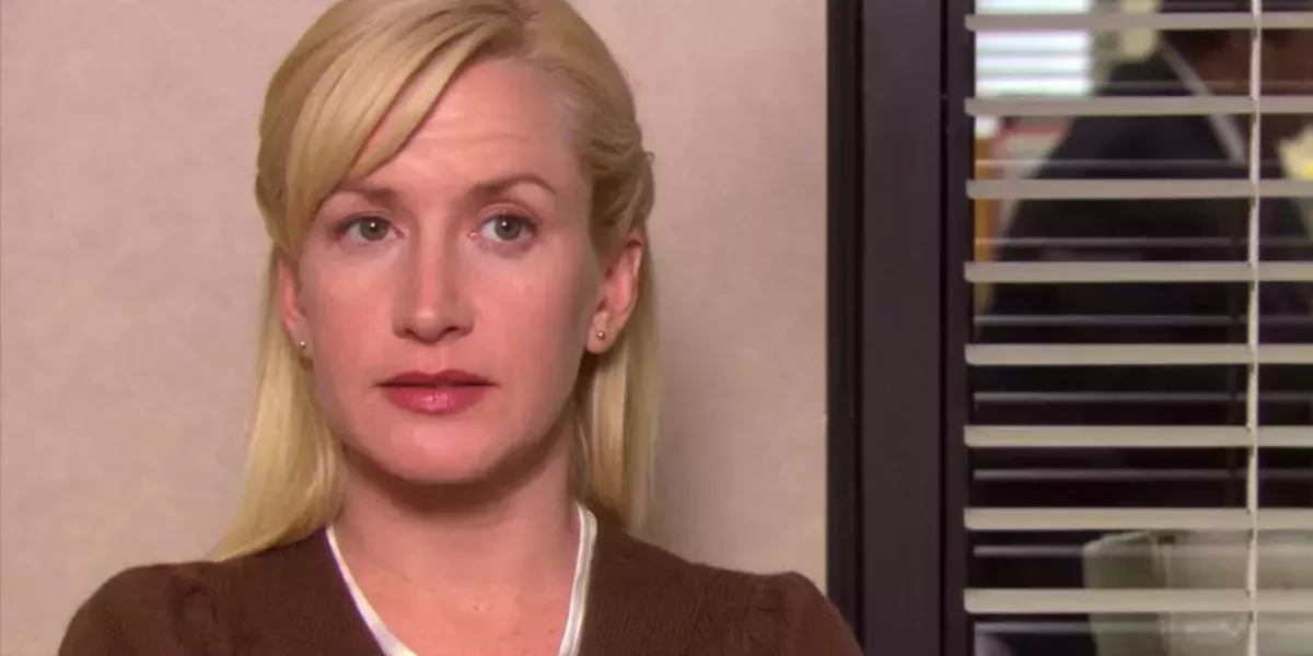  Close up of Angela looking suspicious in The Office