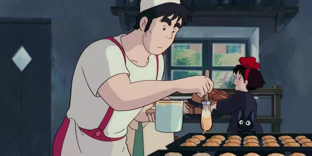Fukuo baking in the kitchen in Kiki's Delivery Service