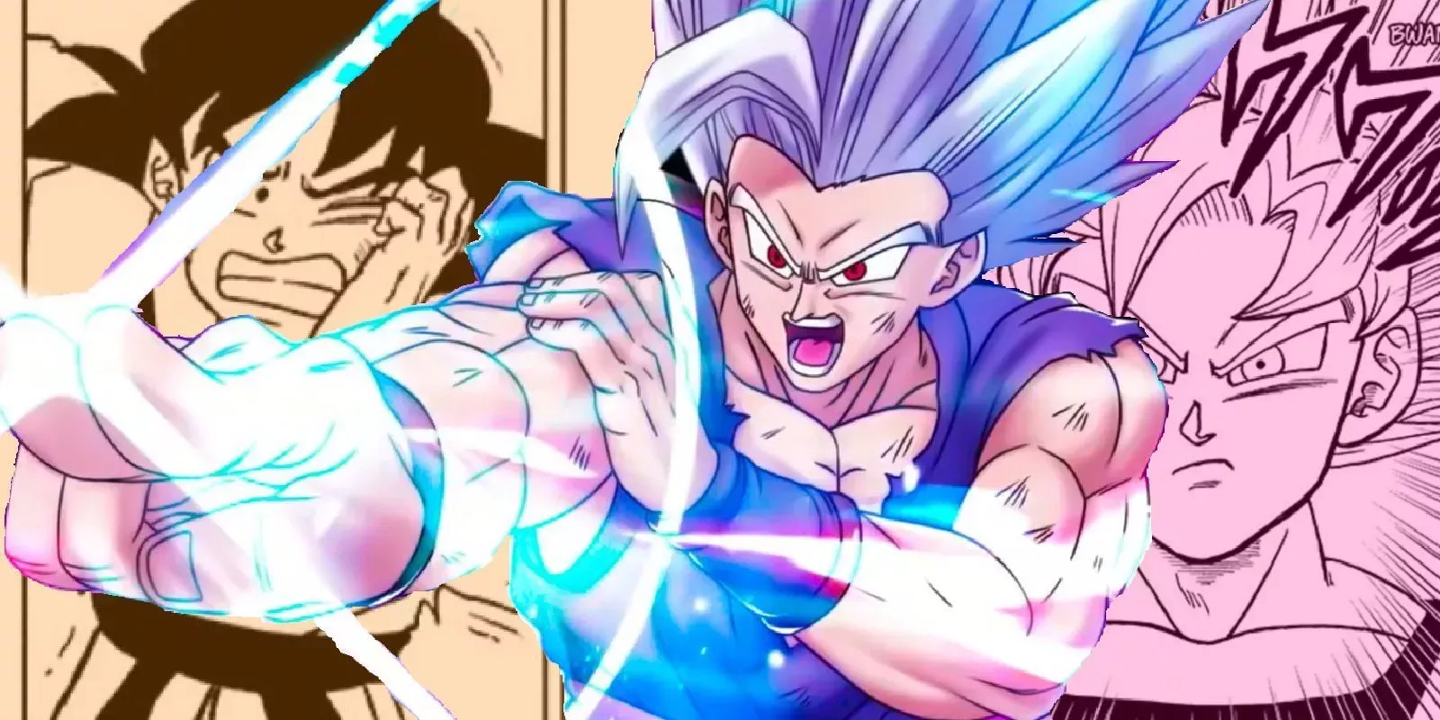 Gohan beast fires a special beam cannon at ultra instinct Goku in Dragon Ball Super