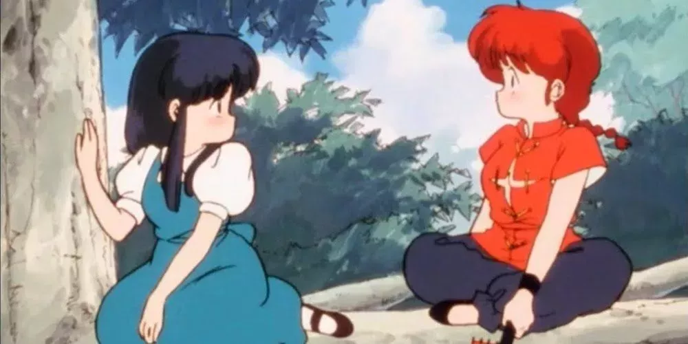 Akane Tendo talks to female Ranma in Ranma 1/2.
