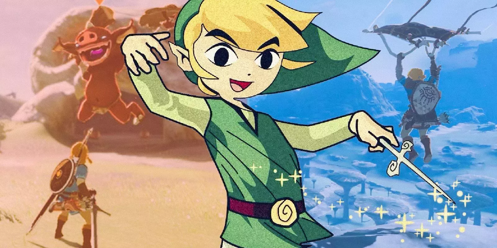 Toon Link from Wind Waker in The Legend of Zelda Tears of the Kingdom and BOTW