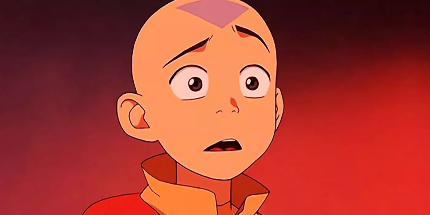 Aang from The Last Airbender with a pained expression