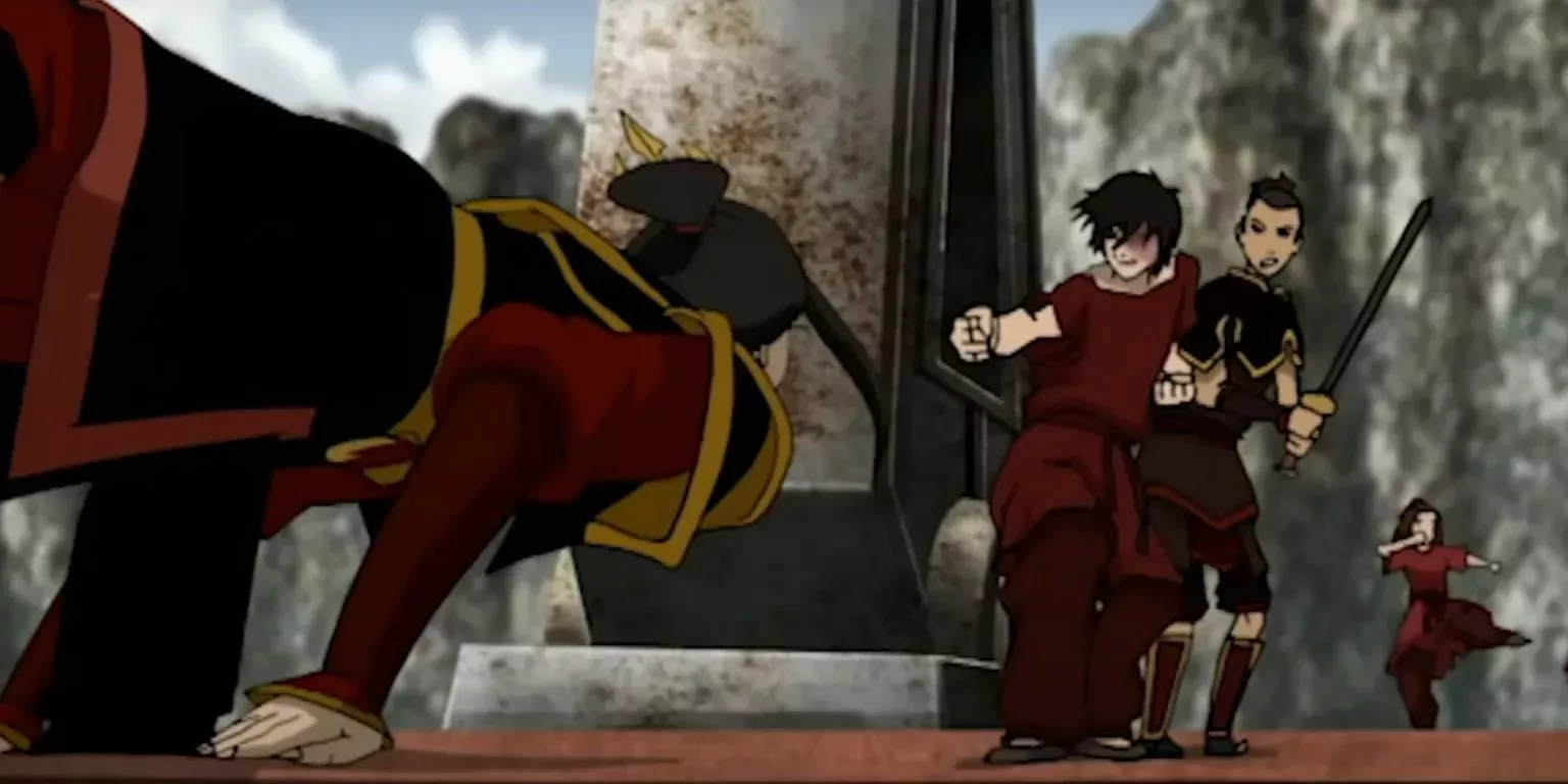 Azula fights Team Avatar on the gondola in Avatar.