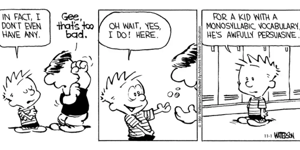Moe bullies Calvin in Calvin & Hobbes