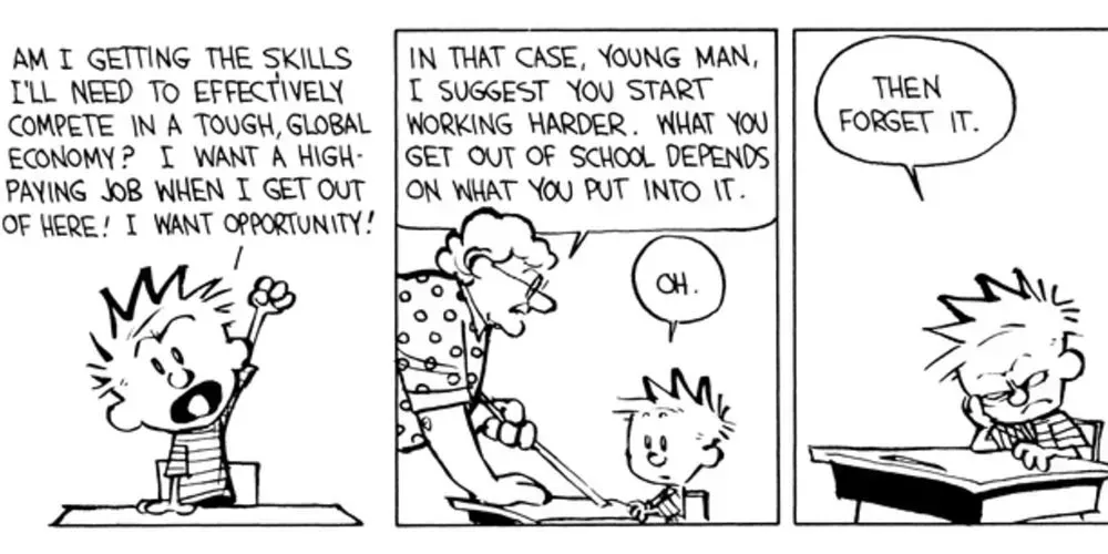 Miss Wormwood and Calvin in Calvin & Hobbes