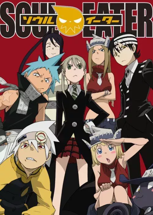 Maka in the center of the cast posing in Soul Eater anime poster