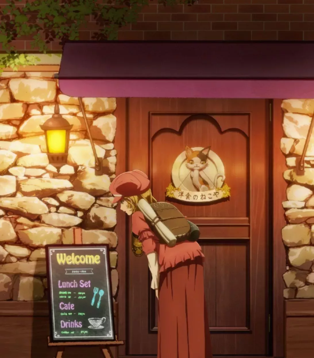 Aletta looking at the menu in Restaurant To Another World anime.