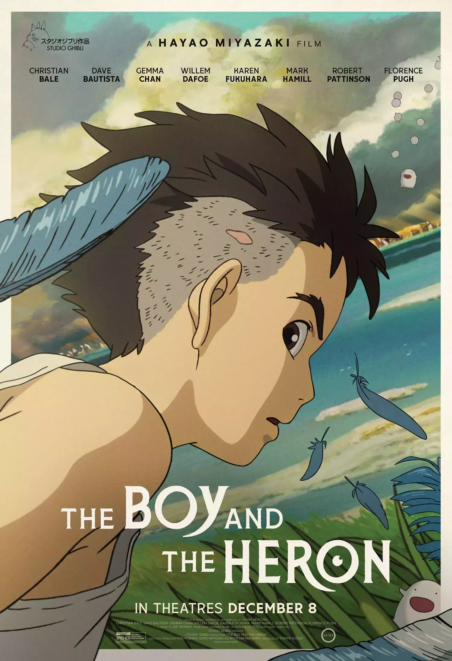 Mahito Maki looks behind him on The Boy and the Heron poster (2023)