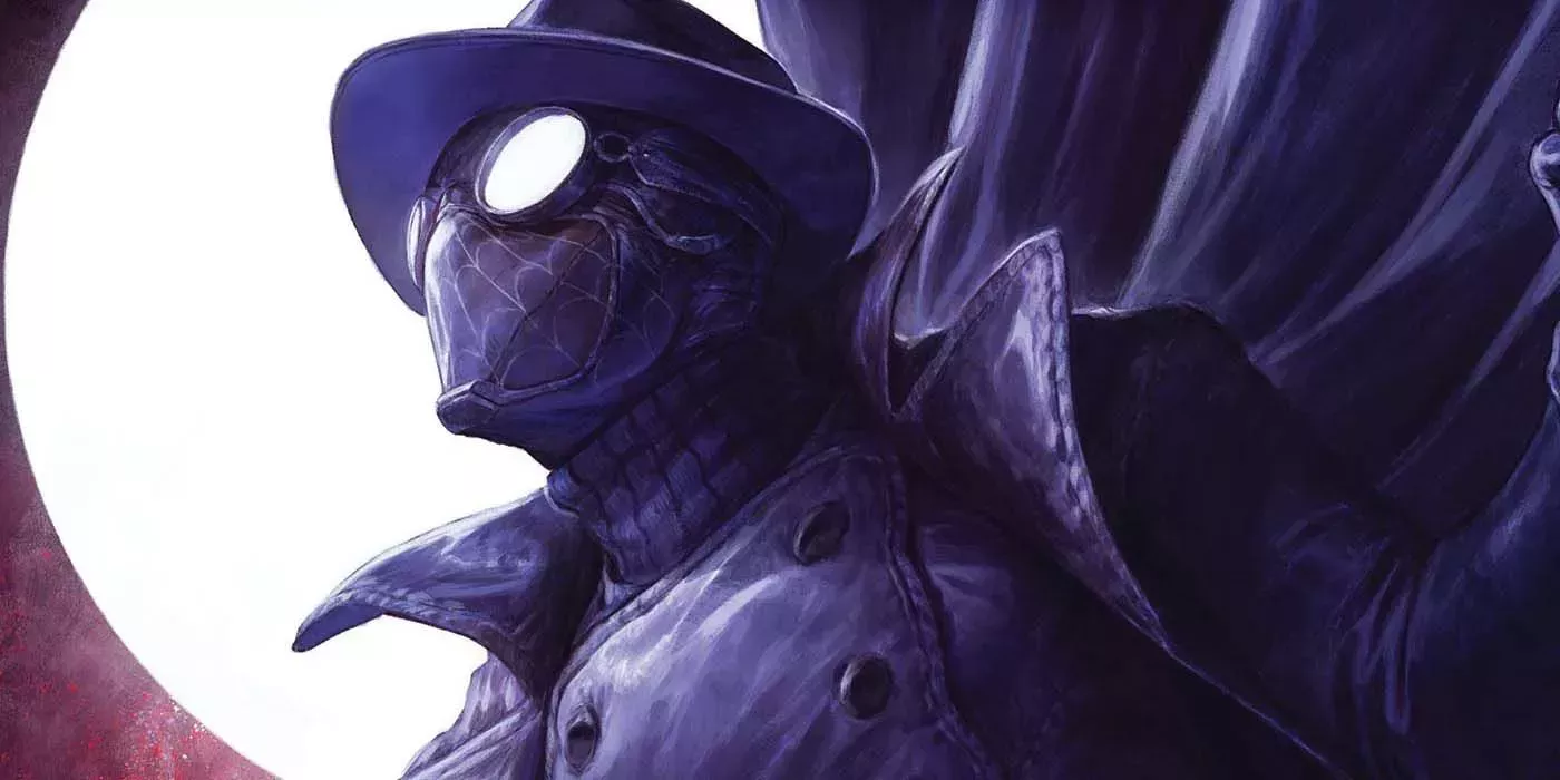 Spider-Man Noir posing in concept art for a Spider-Man Noir live-action TV series