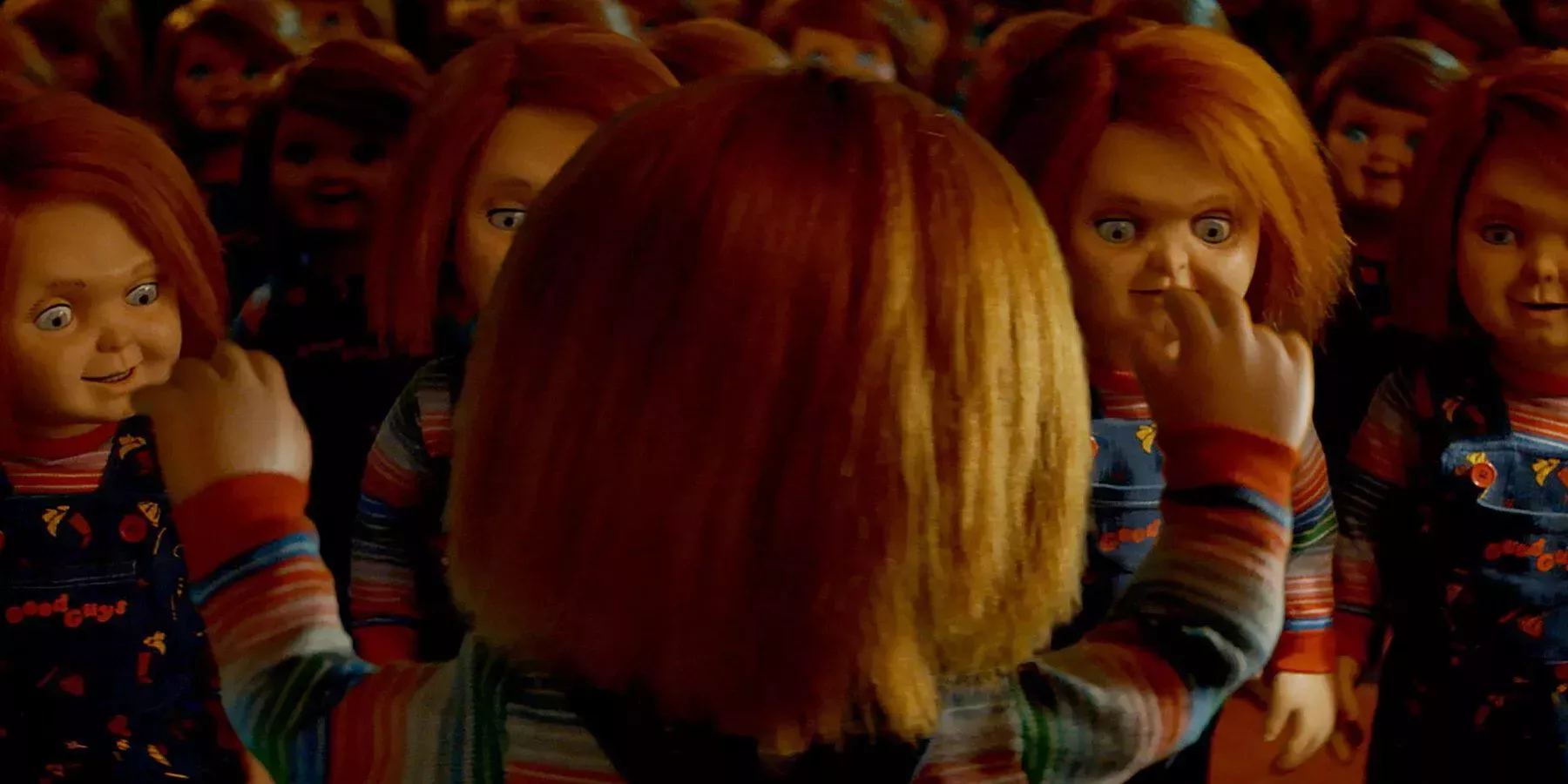 Chucky instructs an army of Good Guy Dolls