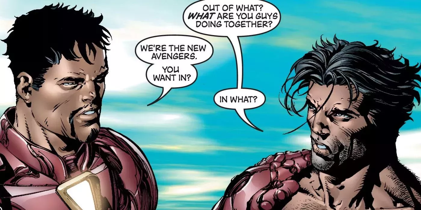 Iron Man offering Wolverine membership on the New Avengers in 2005's New Avengers #6