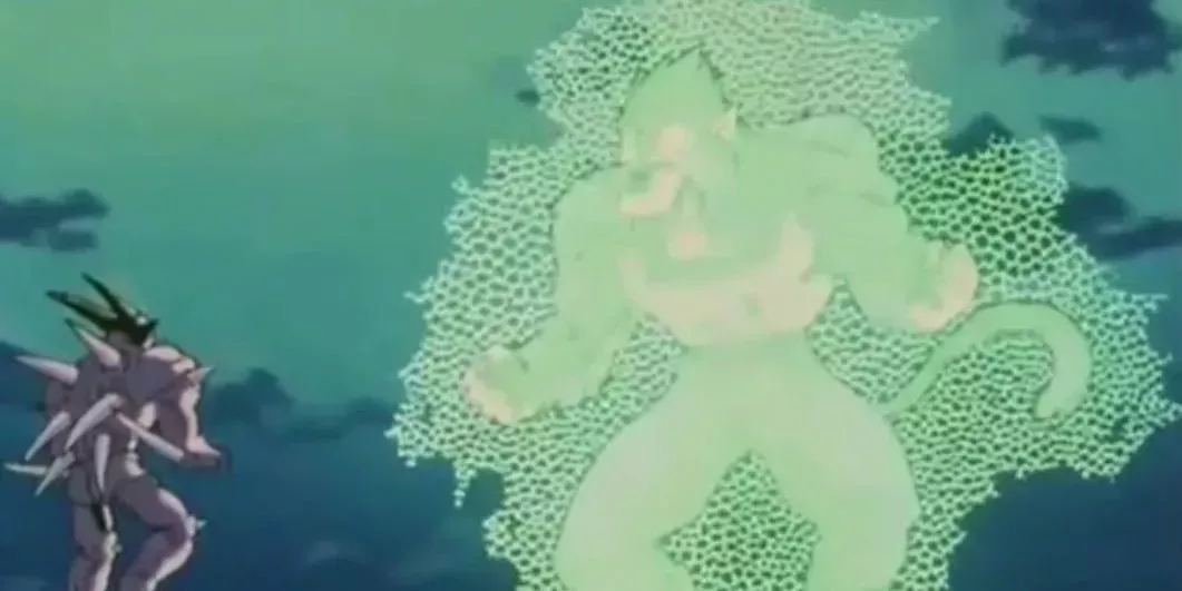 Bulma uses the Blutz Wave Generator on Vegeta in Dragon Ball GT.
