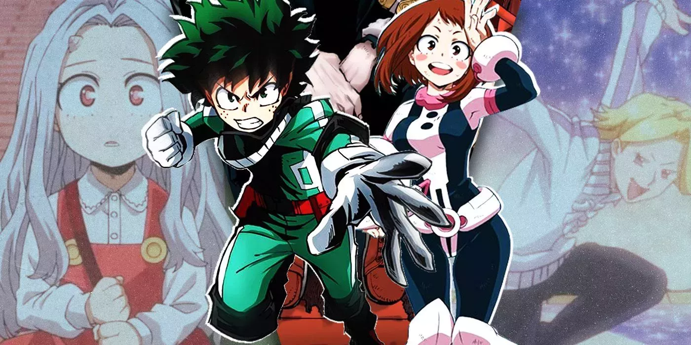 Split Images of Eri, Deku, Ochaco, and Aoyama