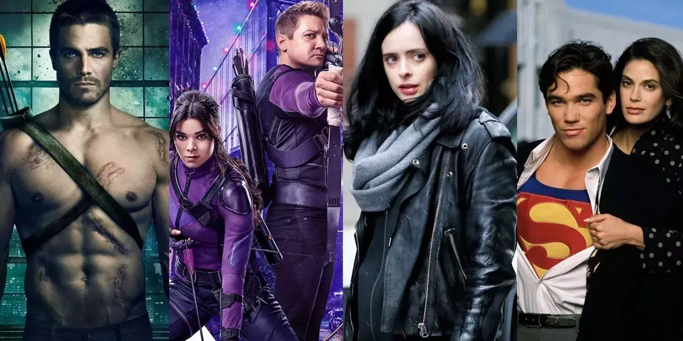 Arrow, hawkeye, Jessica Jones and Lois and Clark