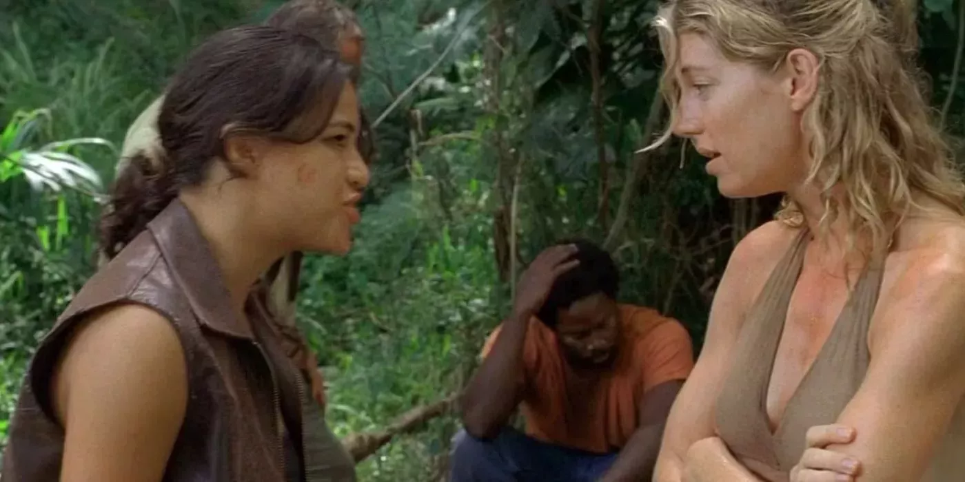 Ana Lucia and Libby argue as their murderer Michael sits in the background