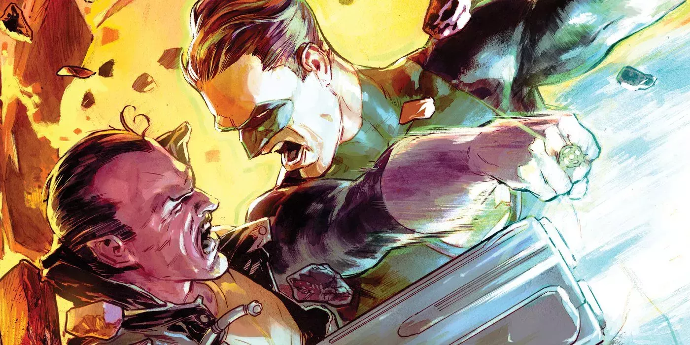 Hal Jordan and Sinestro Fight on Green Lantern #3 Cover