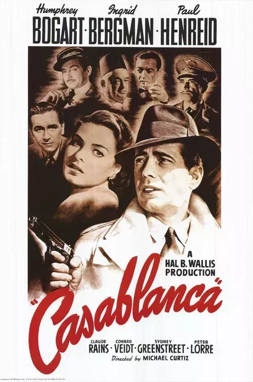 Humphrey Bogart and Ingrid Bergman in Casablanca Film Poster