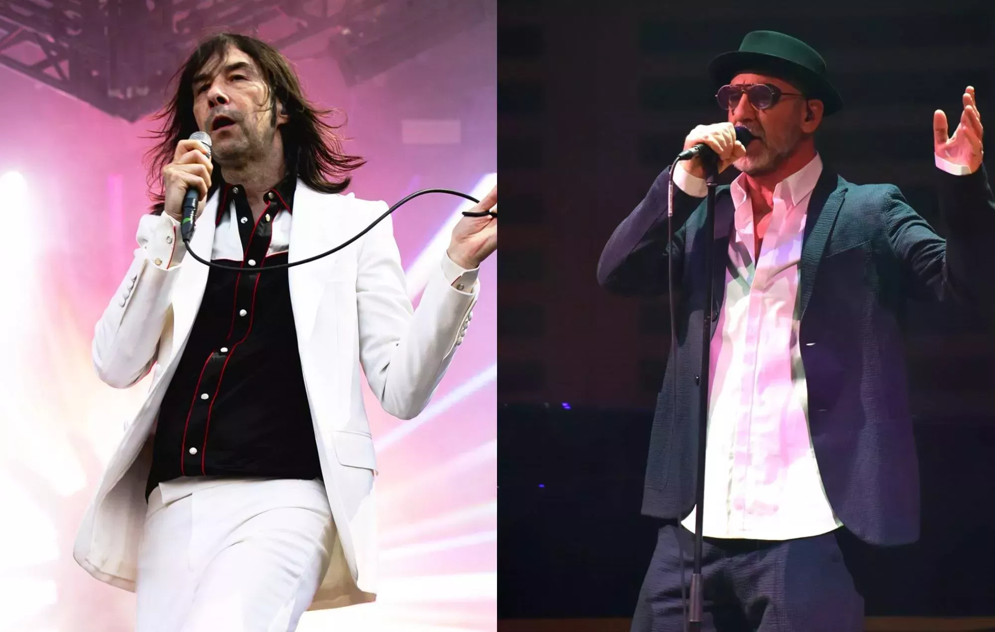 Bobby Gillespie, de Primal Scream, se une a Eric Cantona en el escenario para cantar la canción que el exfutbolista compuso para Palestina.