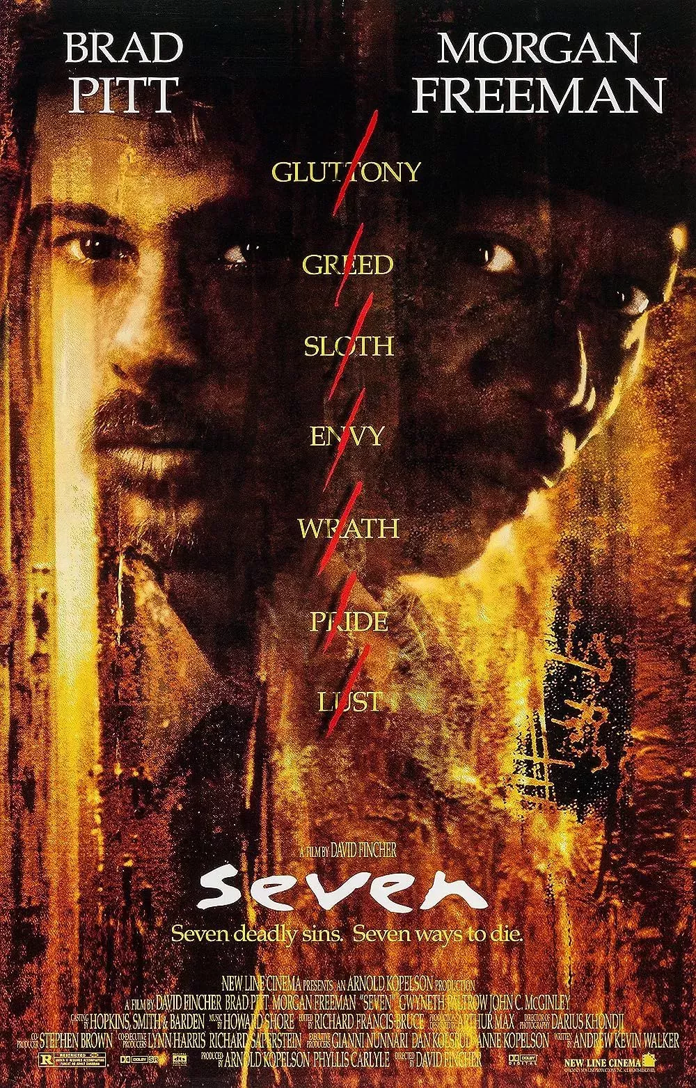 Brad Pitt and Morgan Freeman on Se7en Poster