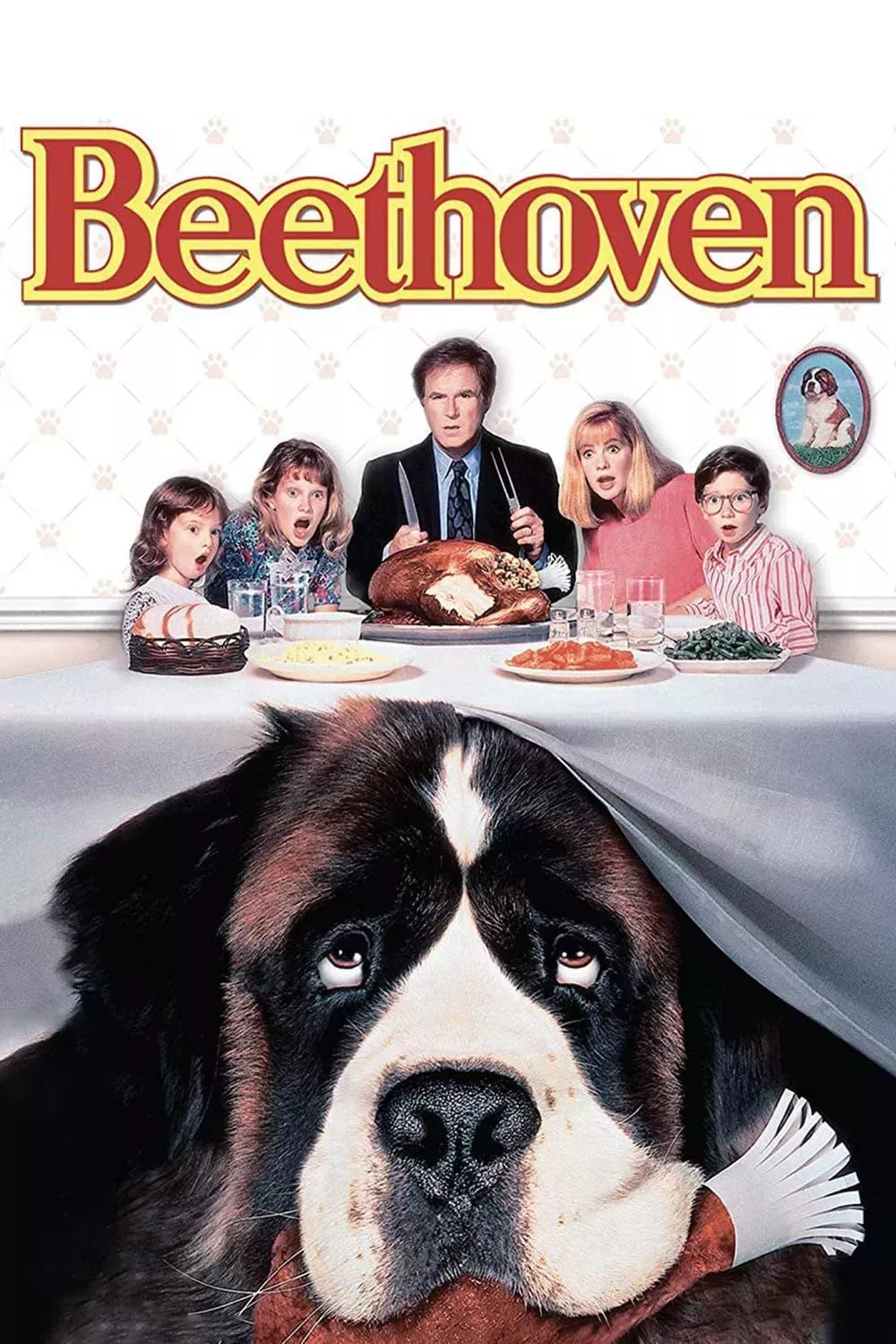 Beethoven movie poster featuring Beethoven the dog and the Newtons.