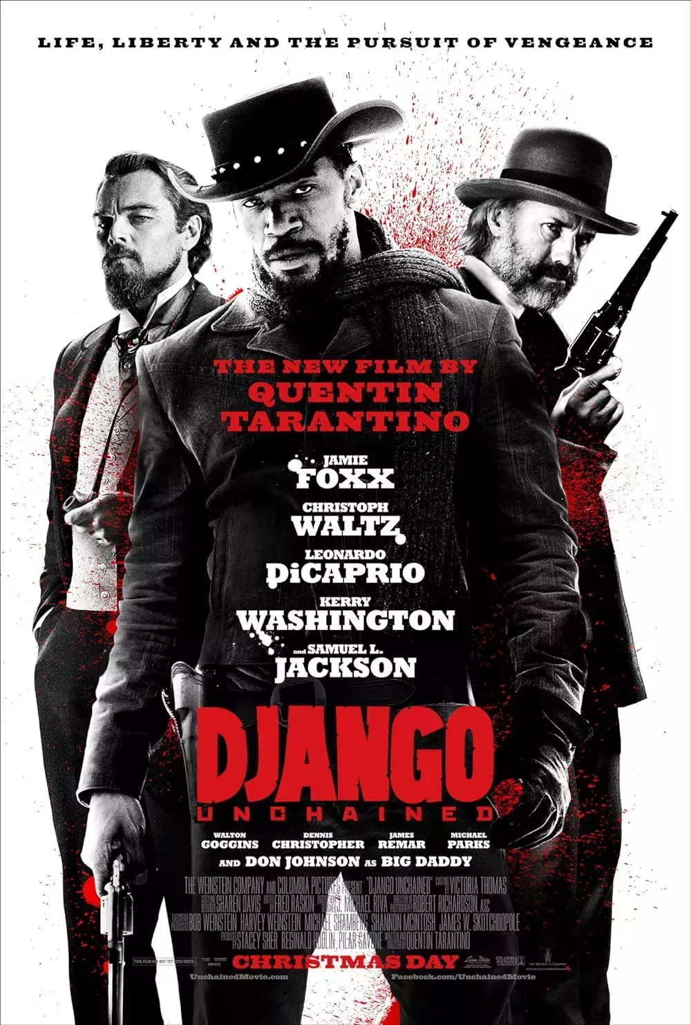Leonardo DiCaprio, Jamie Foxx, and Christoph Waltz in Django Unchained (2012)