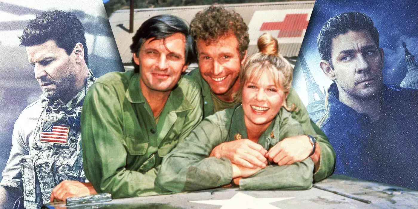 Split Images of Seal Team, MASH, and Jack Ryan