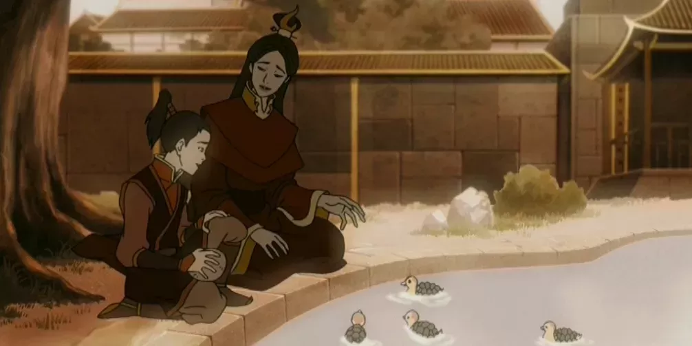 Zuko and Ursa feeding the Turtleducks when Zuko was a kid -Avatar: The Last Airbender
