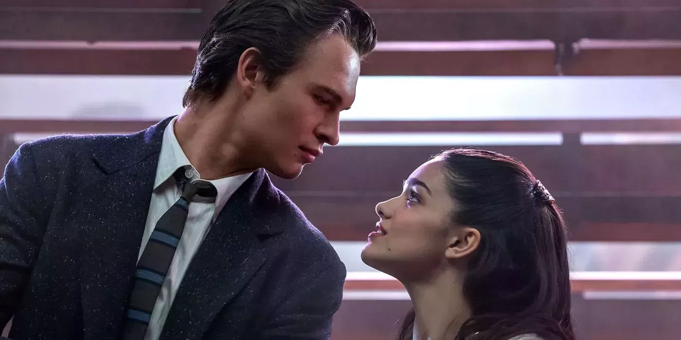 Tony and Maria stare at each other in West Side Story