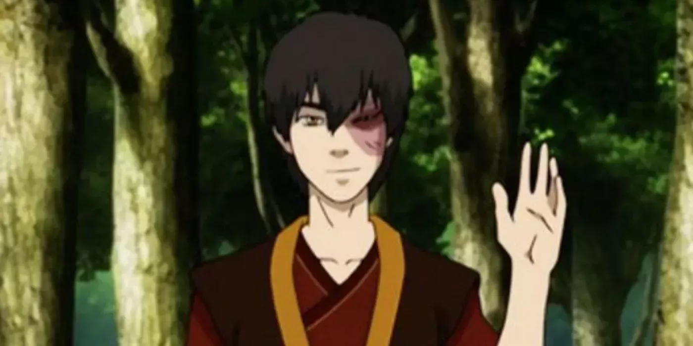 Zuko waves as he says, “Zuko here” in Avatar: The Last Airbender. 