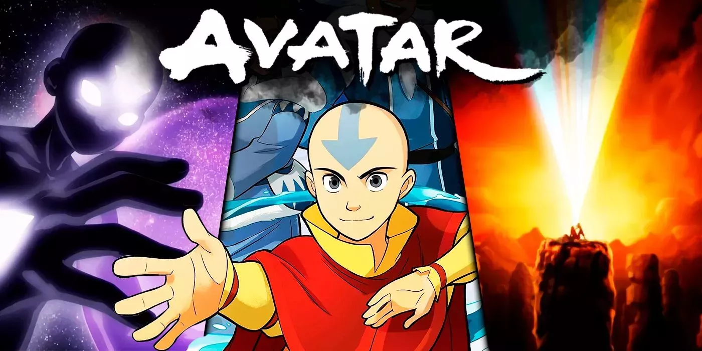 Scenes from fan-favorite Avatar The Last Airbender episodes, with Aang in the middle