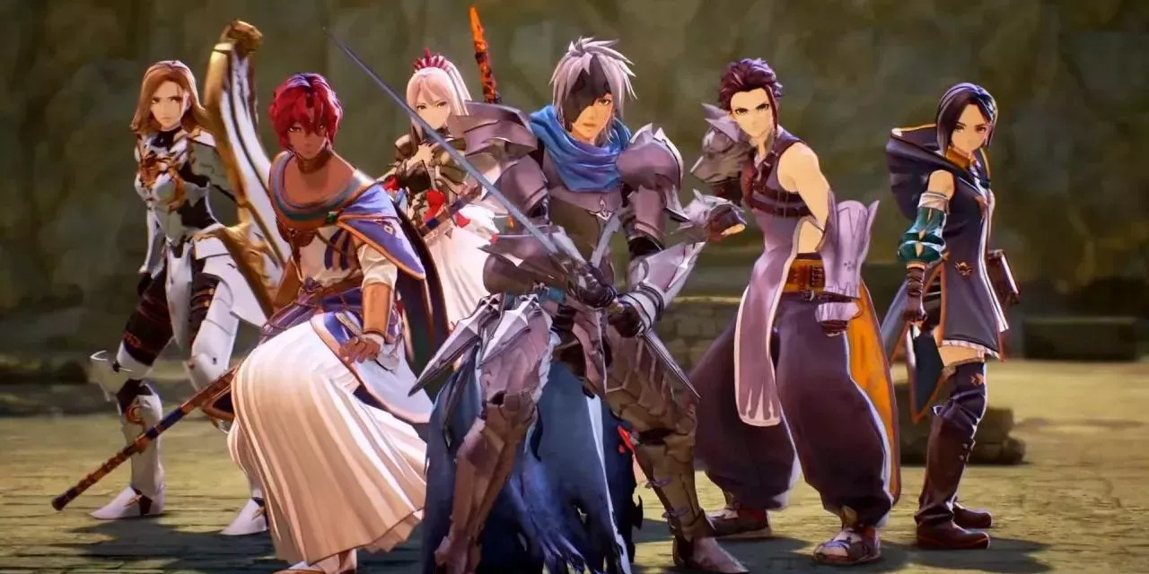 Kisara, Dohalim, Shionne, Alphen, Law, and Rinwell in Tales of Arise.