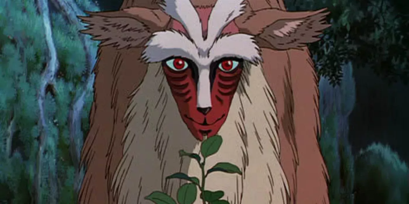 The Forest Spirit appreciates a plant from its forest in Princess Mononoke.