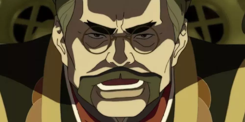  Hiroshi Sato grinning ominously in The Legend of Korra.