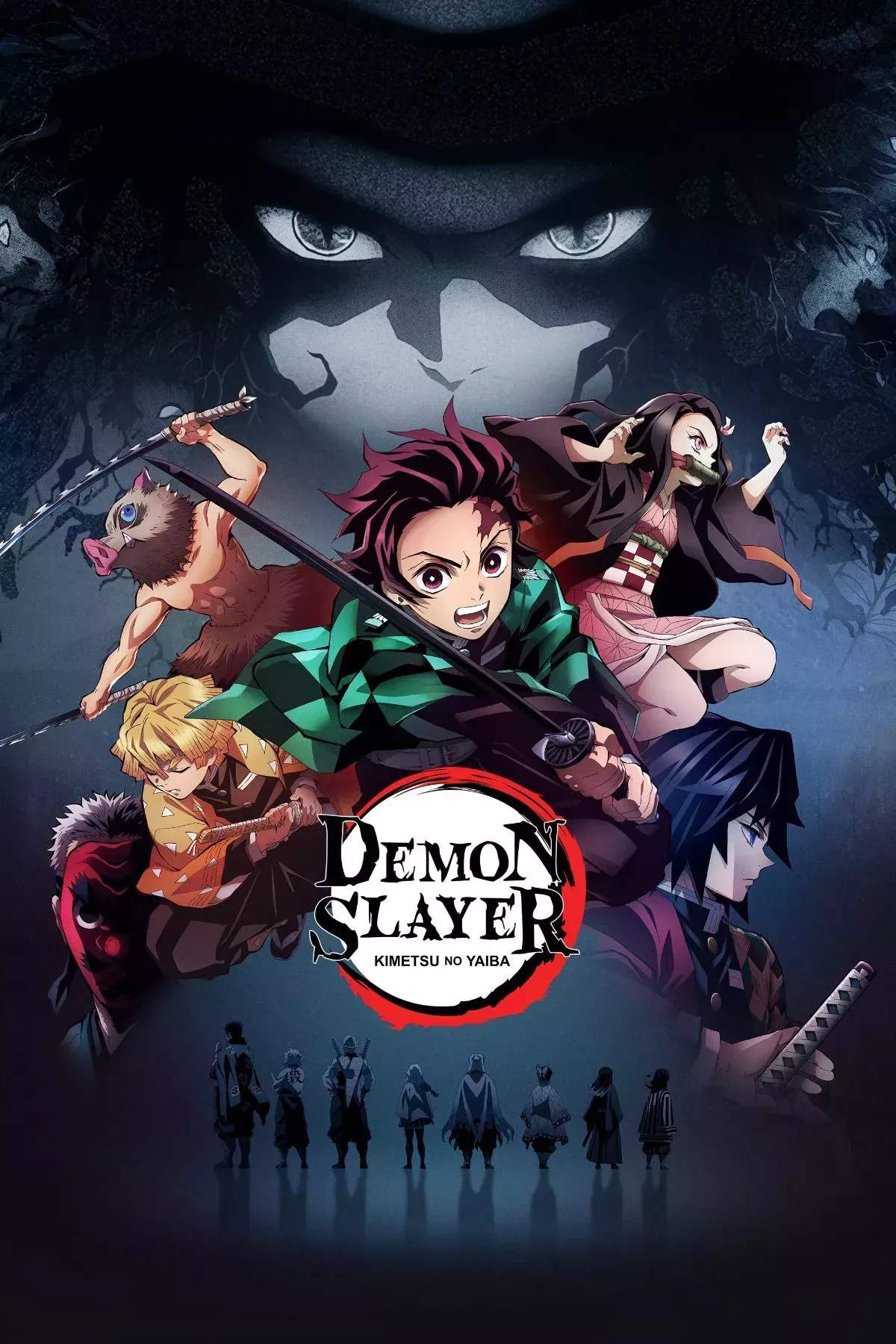 Tanjiro and the rest of the characters leaping into battle in the Demon Slayer Anime Poster