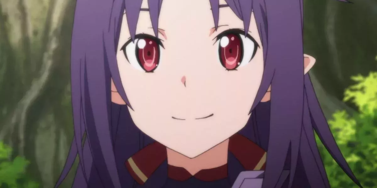 Yuki Konno smiling in Sword Art Online