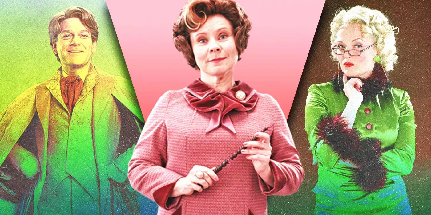 Split Image of Gilderoy Lockhart, Dolores Umbridge, and Rita Skeeter in Harry Potter