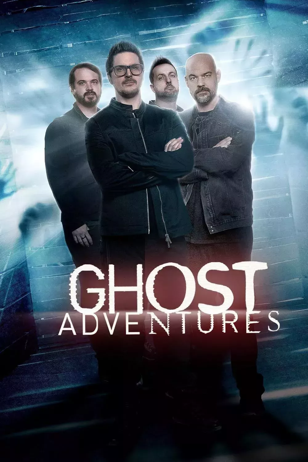 Promotional image for Ghost Adventures featuring Zak Bagans, Aaron Goodwin, Jay Wasley, and Billy Tolley
