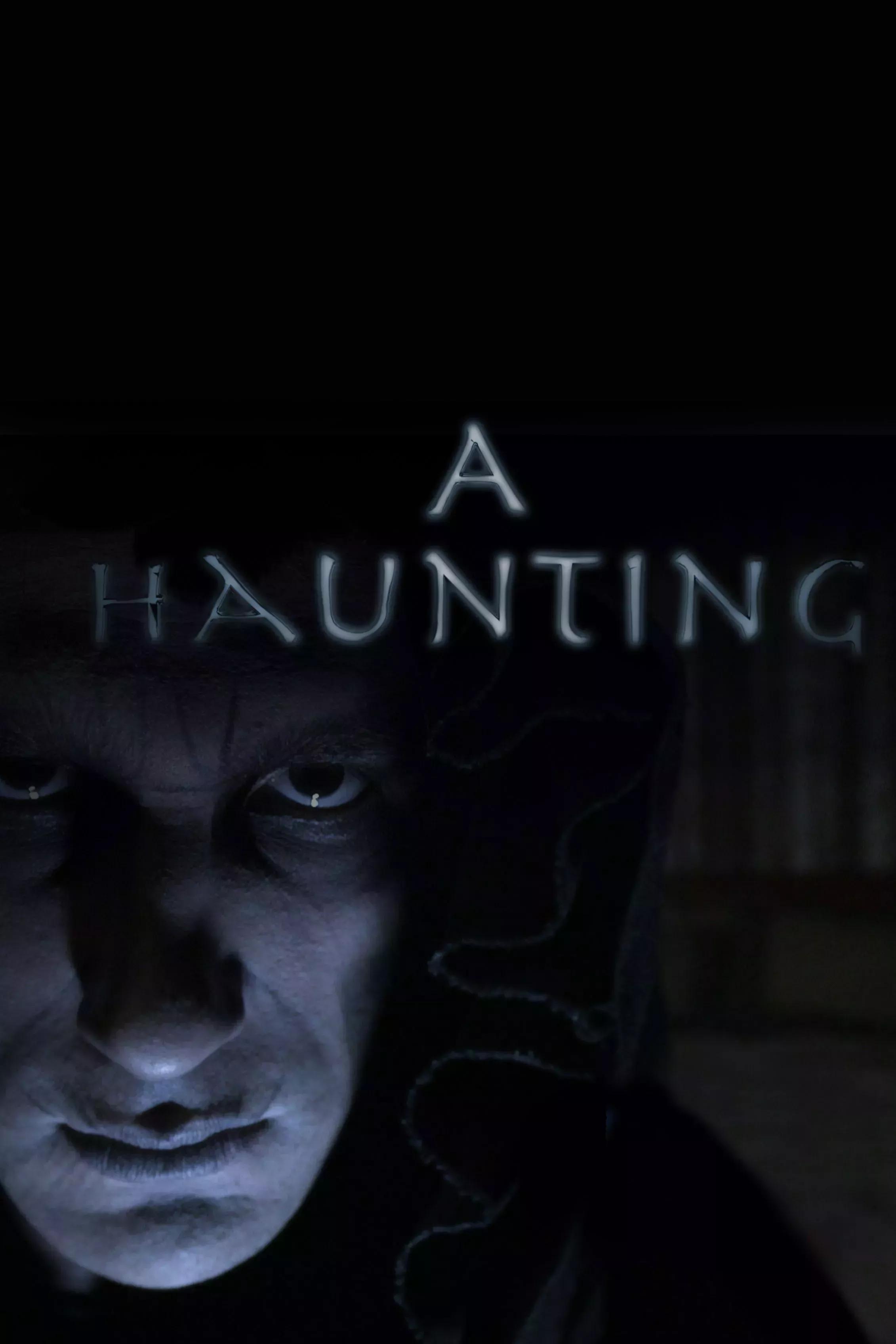 Cover for A Haunting with a man looking eerily towards the reader