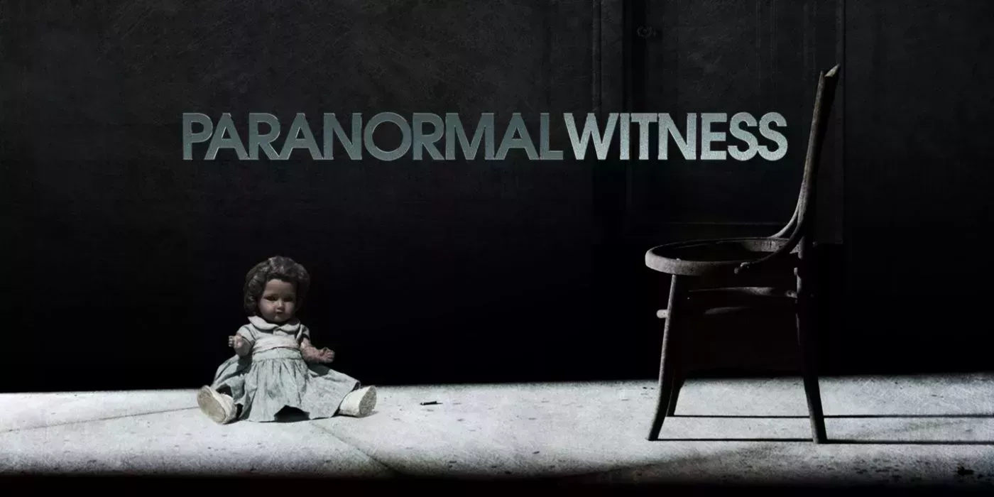 Promotional image of Paranormal Witness with a spooky doll on the floor in front of an empty chair