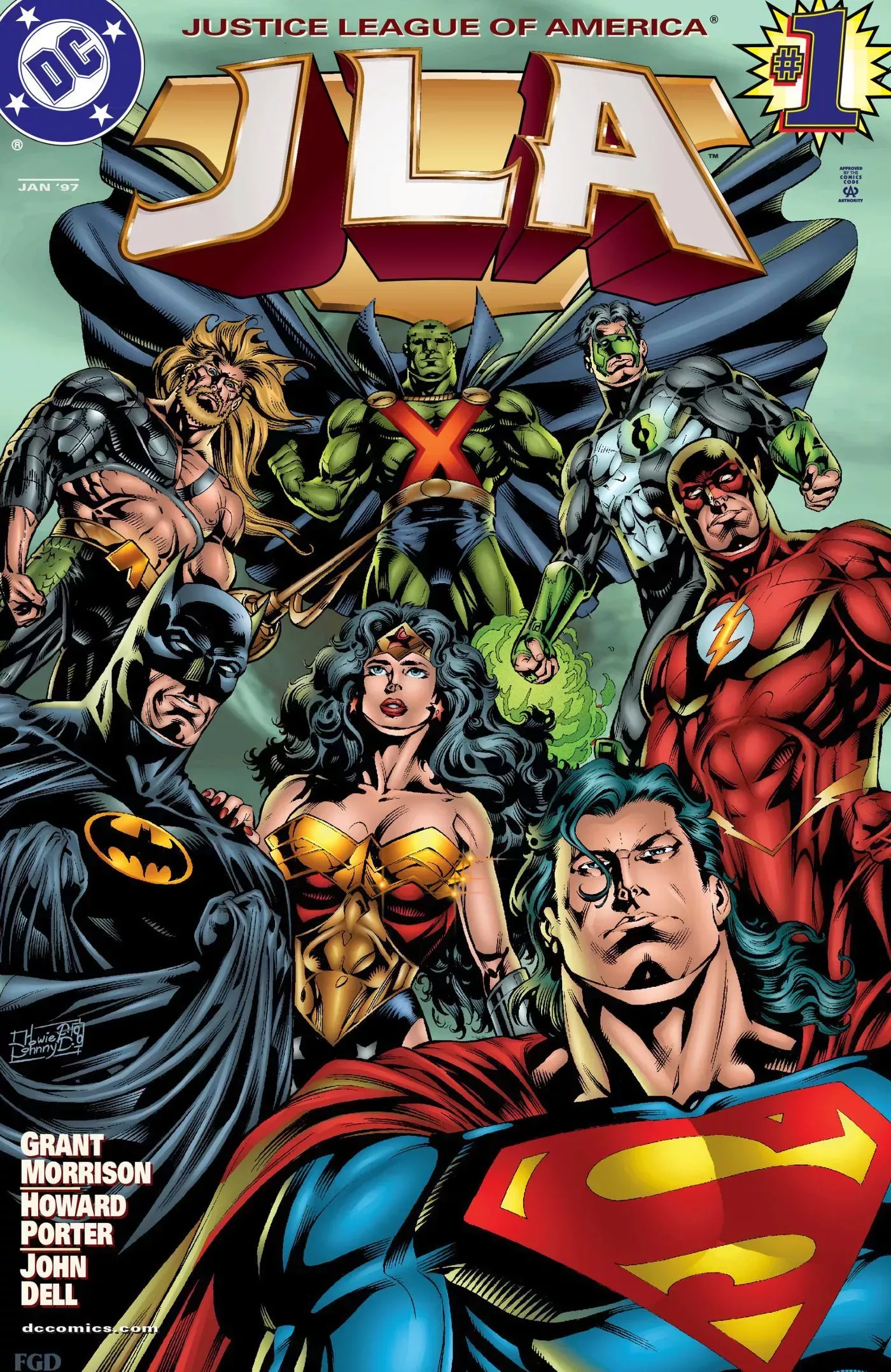 The Justice League Pose Together on the Justice League of America 1 Cover