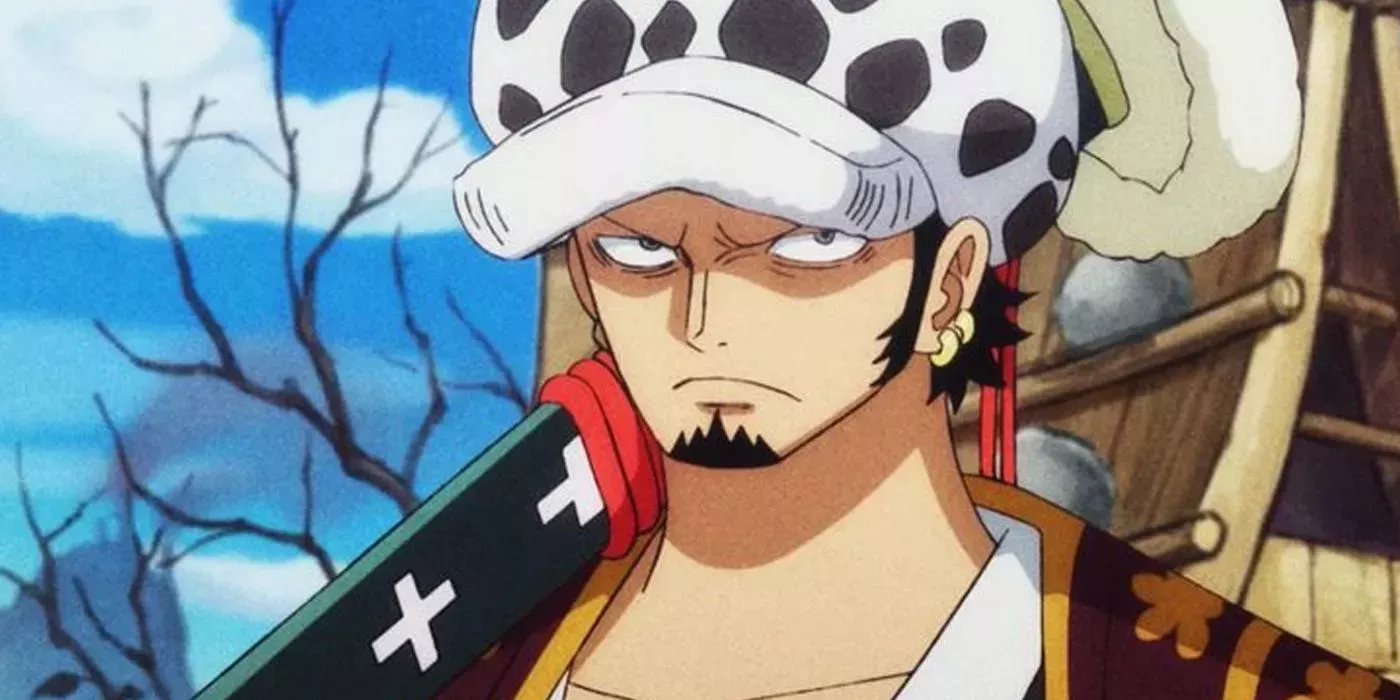 Trafalgar D. Water Law with a stern expression on his face