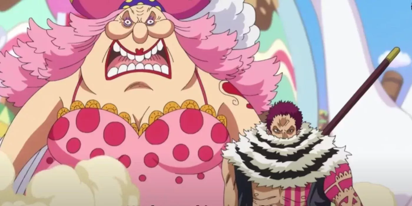 Big Mom Pirate Stands Outraged besides Katakuri