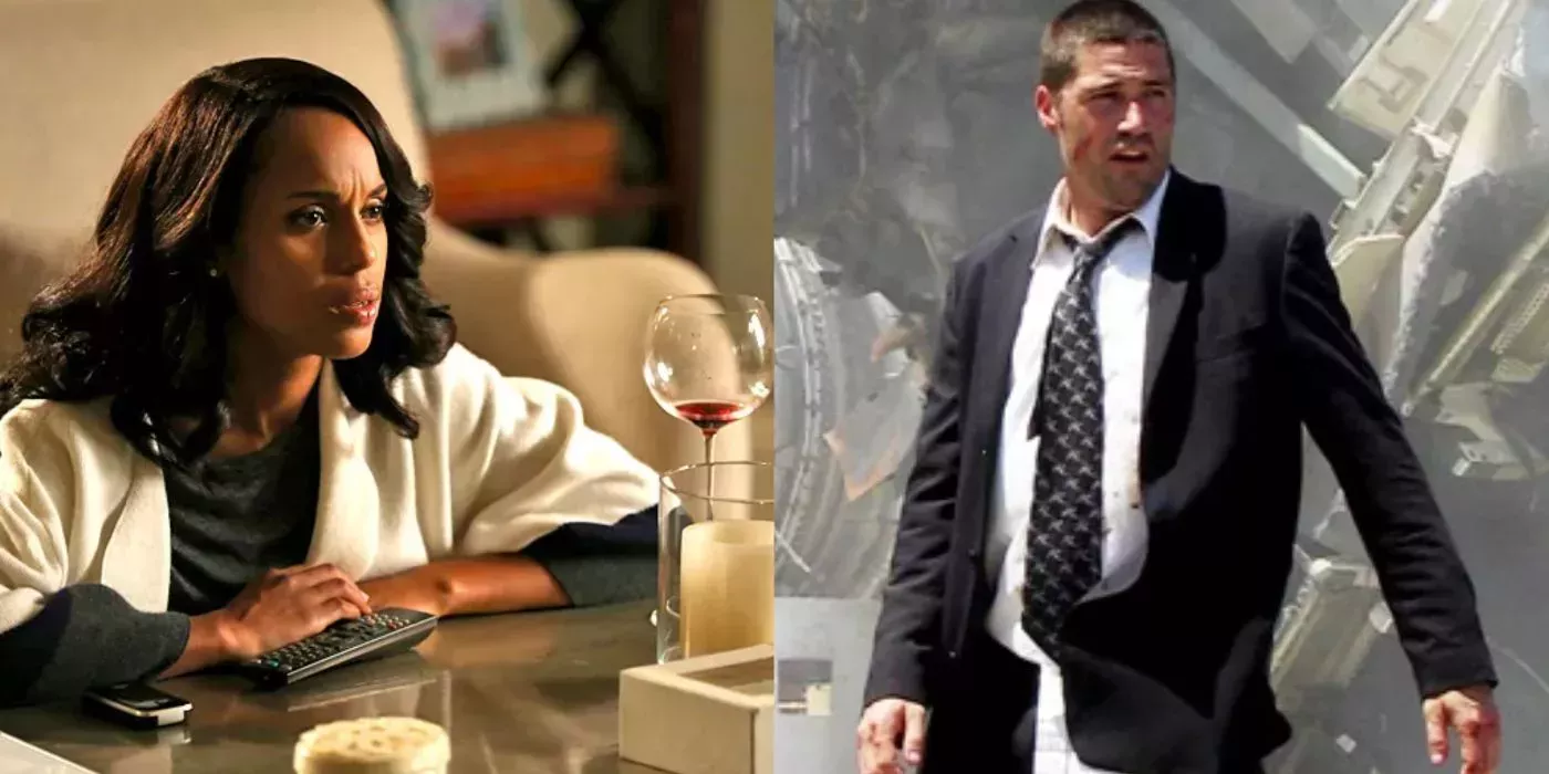 Split image showing scenes from Scandal and Lost
