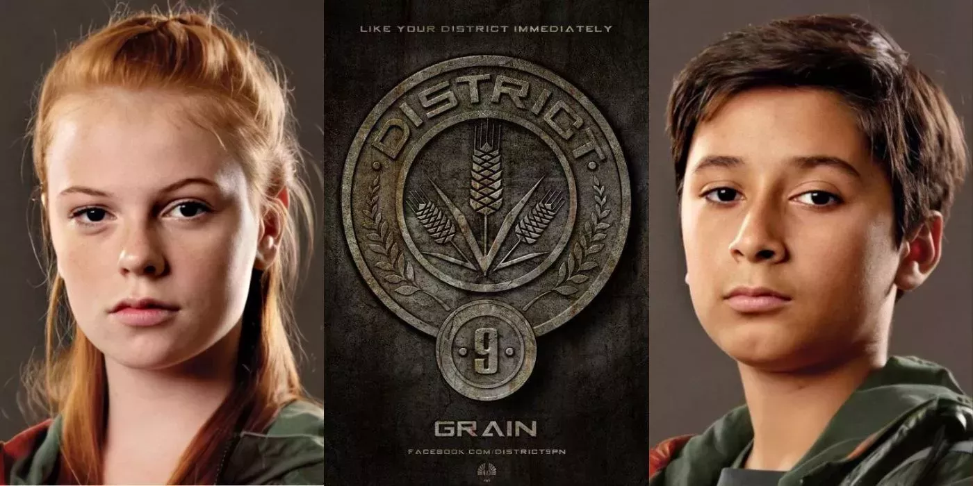 Tributes from the 74th Hunger Games with a District 9 logo
