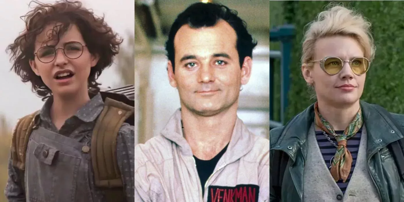 Phoebe Spengler wears a Proton Pack, Peter Venkman looks ready to face ghosts, and Jillian Holtzmann heads for Aldridge Mansion in Ghostbusters.