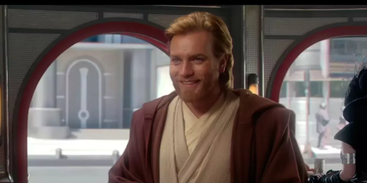 Obi-Wan Kenobi (Ewan McGregor) smiles in Attack of the Clones